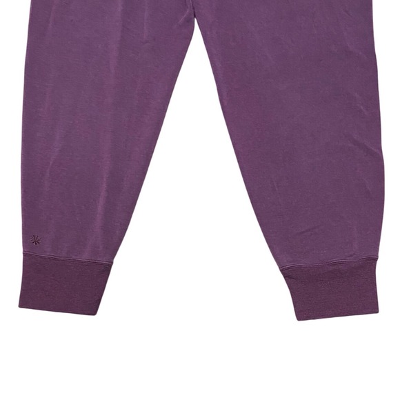 Athleta Tencel Fleece Joggers Purple High Rise Tapered Sweatpants Lounge Large - Picture 10 of 12